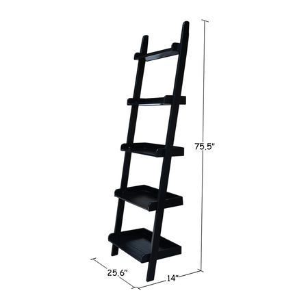 International Concepts Lean To Shelf Unit, with 5 Shelves, Black SH67-2660